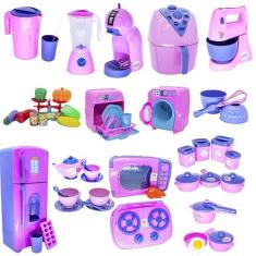 Kit Cozinha Infantil Rosa Fogão  Air Fryer Xícara Jarra 51pç - CLICKCO