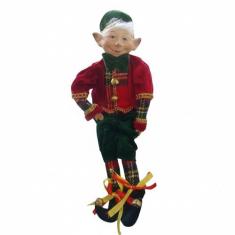 Boneco Natalino Elfo Menino 45cm Rosto e Mão de Porcelana. - Florarte