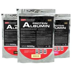 Kit 3x Albumin Protein 500g ( Refil)  - Bodybuilders,  Baunilha, Choco