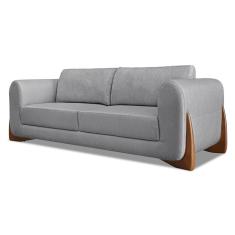 Sofá 3 Lugares Yves Linho Cinza 200 cm