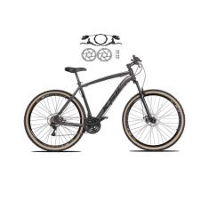  Bicicleta Aro 29 Ksw Xlt 24v Freios a Disco Hidráulicos Garfo Suspensão Pneu com Faixa Bege - Grafite