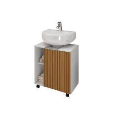 Gabinete Para Banheiro Pequin Branco Ripado – Bechara Móveis