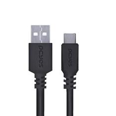 CABO USB A 2.0 PARA USB TIPO C PARA CELULAR SMARTPHONE 50CM PRETO - PUACP-05 - PCYES