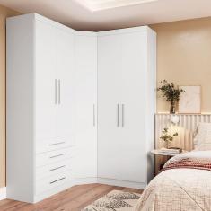 Guarda Roupas Modulado diagonal 3 Pçs Com 5 Pts E 4 Gavetas Móveis Branco Pf Com Branco Pf