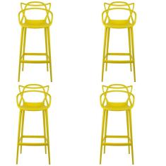 Kit 4 Banqueta Aviv Allegra Solna Fratini 109 cm (altura) Polipropileno Cor Amarelo