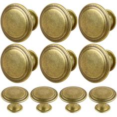 YOIPE Pacote com 10 puxadores de gaveta de forma redonda vermelha de latão antigo para armários de cômoda de liga de zinco puxadores de armário para puxadores de armário com parafusos