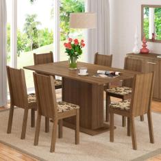 Conjunto Sala de Jantar Madesa Megan Mesa Tampo de Madeira com 6 Cadei