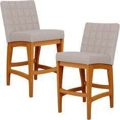 Kit 02 Banquetas Baixa Para Cozinha Bancada Bar Sala Jantar Fixa Mila 
