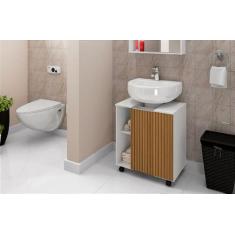 Gabinete para Banheiro PEQUIN - BRANCO RIPADO - Móveis Bechara