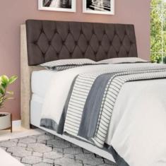 Cabeceira Box Casal Isis Amarula com Capitonê Marrom - CasaH