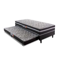 Cama Box Solteiro com Cama Auxiliar Aspen 88x188x41cm Cinza/Preto