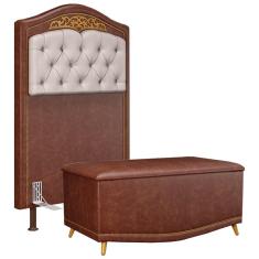 Cabeceira Cama Box Solteiro 90cm Com Calçadeira Baú Imperial J02 Facto Marrom-bege - Mpozenato