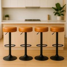 Kit Combo 4 Banquetas Altas Estofado Para Cozinha Bancada Luxo Viena C