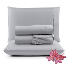Jogo Cama Lençol Unique Casal 400 Fios - Cinza