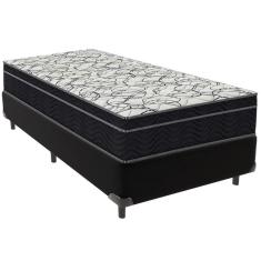 Cama Box Preto E Colchão Airtech 150 Espuma D45 Solteiro Ortobom