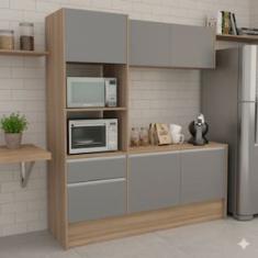 Cozinha Compacta Politorno Mov Evora 6 Portas 1 Gaveta 2 Nichos MDP - 182cm de Largura