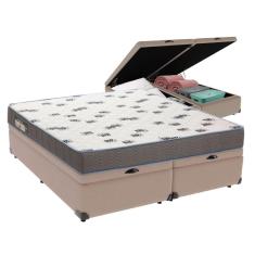 Cama Box Queen Com Bau Ortobom D33 Light Bege