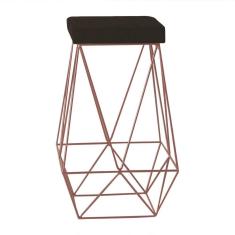 Banqueta Decorativa Kathy Base Bronze Suede Marrom Gran Belo