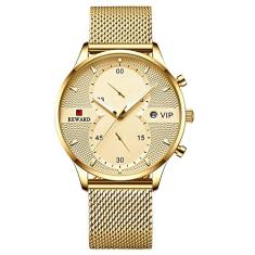 Relógio Luxo Unissex À Prova D' Água REWARD 82001 Casual (Dourado)