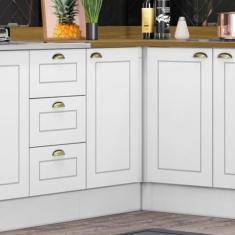 Balcão Para Cozinha Canto Reto 1 Porta com Tampo Emily Branco HP/Nature