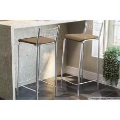 Banqueta De Cozinha Gênova 1b705cr 1 Un Cromado/courano Marrom - Kappesberg