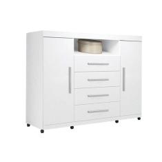 Cômoda De Quarto Master C/ 2 Portas 1 Nicho E 4 Gavetas Branco - Santos Andirá