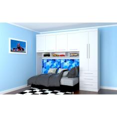 Guarda Roupa Modulado Solteiro 6 Portas e 3 Gavetas Bélgica/America Branco - Mopar