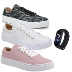 Kit 3 Tênis WSHOES Caminhada E Relógio Feminino-Feminino
