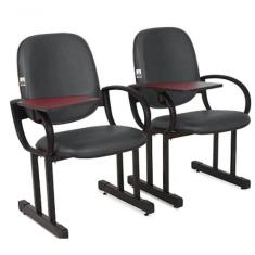 02 Cadeiras Para Auditório Com Prancheta Linha Dallas Auditório Marrom