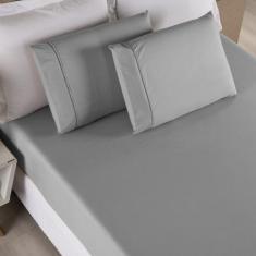 Jogo de Lençol Casal Queen 3 Peças Algodão 200 Fios Em Ponto Palito - 