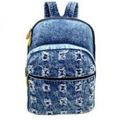 Mochila Escolar Grande Jeans Rasgadinho Tw303 - Xfp By Plat1