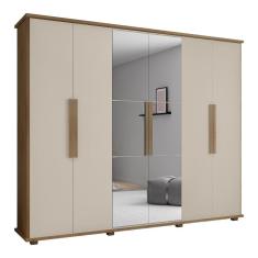 Guarda Roupa Com Espelho 6 Portas Bolzano Cinamomo Off White