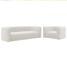 Kit Sofá 3 Lugares 200cm e Poltrona Orgânica Luxo Recepção Melina Bouc