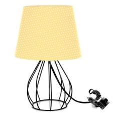 Abajur Cebola Dome Amarelo/bolinha Com Aramado Preto - MARRYLUZ