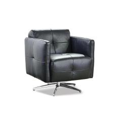 Poltrona de Couro Decorativa Azaléia Base de Alumínio Giratória - Pret