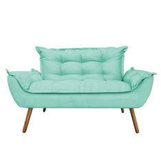 Namoradeira Decorativa Opala 2 Lugares Suede Azul Turquesa