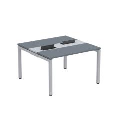 Mesa Plataforma Dupla Com Pé De Aço Para Coworking 120x120 Pdc12-12-2p Grafito-cinza