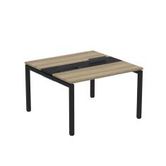 Mesa Plataforma Dupla Com Pé De Aço Para Coworking 120x120 Pdc12-12-2p Noce Naturalle-preto