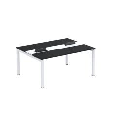 Mesa Plataforma Dupla Com Pé De Aço Para Coworking 150x120 Pdc15-12-2p Preto-branco