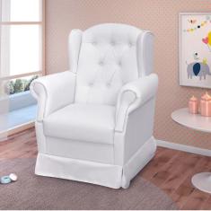 Poltrona de Amamentação Letícia e Puff Phoenix Baby, Corino Branco