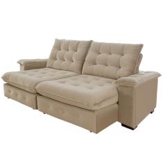 Sofá 4 Lugares Coliseu 2.60m Retrátil e Reclinável Super Pillow - Bege
