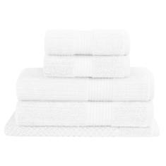 Buddemeyer Jogo de Toalhas Fio Penteado Canelado Banho Branco 5 peças