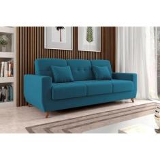 Sofá Cama 2 Lugares Reclinável e Baú Pamela Petróleo Matrix