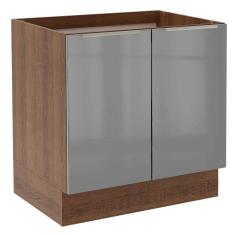 Balcão Madesa Lux 80 cm 2 Portas - Rustic/Cinza
