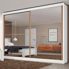 Guarda-Roupa Casal Mademarques Sevilha com 2 Portas, 6 Gavetas, 10 Prateleiras e Espelho - 228cm de largura