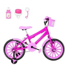 Bicicleta Infantil Aro 16 Nylon Pink e Rosa