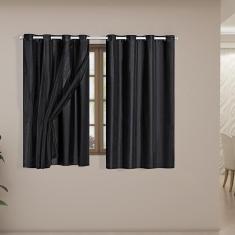 Cortina Blackout Pvc Com Tecido Voil 2,80 M X 1,60 M Preto
