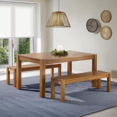 Mesa de Jantar Madeira Maciça com 2 Bancos Primavera Cabecasa Madeiramadeira Marrom