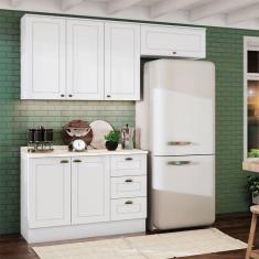 Cozinha Compacta com Tampo 3 Peças 6 Portas 3 Gavetas Emily Espresso Móveis Branco HP/Calcare