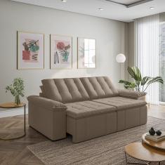 Sofá Cama Retrátil e Reclinável 3 Lugares 260cm em Veludo com Molas Palmeira Cabecasa Madeiramadeira Castor